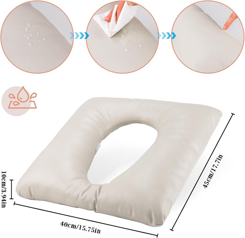 RoamReady Bedside Commode Cushion, Seniors Portable Seat Cushion for Toilet/Shower/Bedside, Universal Fit Commode Padded Seat for Elderly, Seats Pad Cover Toilet Seats 17x17 with Fixing Straps (Gray) - Image 2